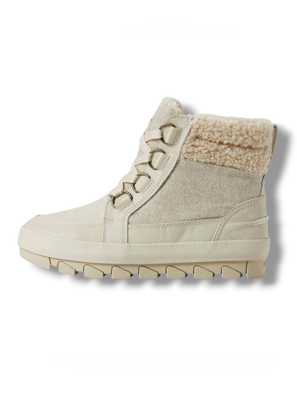 Sperry | Juneau Ivory Shearling Low Hiker Wool Boots Size 7